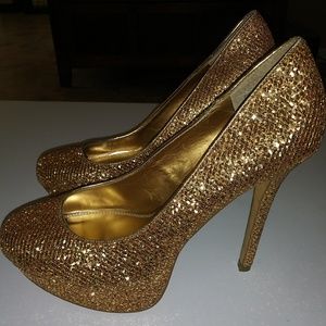 Bakers gold glitter heels